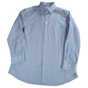 Charles Tyrwhitt Shirt Mens 16.5 33 Extra Slim Fit Blue Check Non Iron Dress